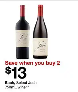 Target Select Josh 750mL wine offer