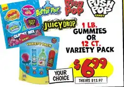 Ollie's 1 LB. GUMMIES OR 12 CT. VARIETY PACK offer