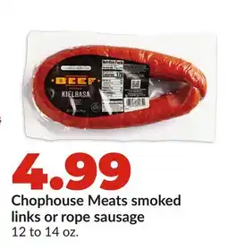 Hy-Vee Chophouse Meats smoked links or rope sausage offer