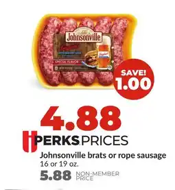 Hy-Vee Johnsonville brats or rope sausage offer