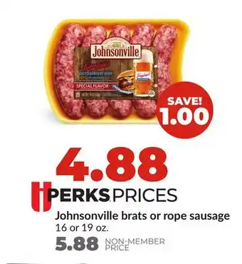 Hy-Vee Johnsonville brats or rope sausage offer
