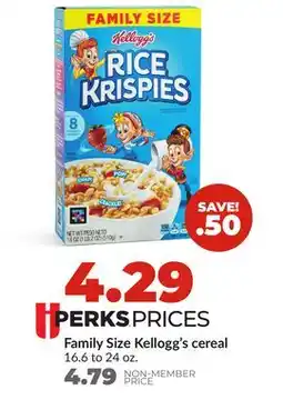Hy-Vee Family Size Kellogg's cereal offer