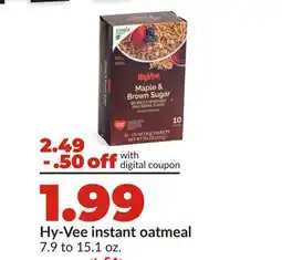 Hy-Vee Hy-Vee instant oatmeal offer