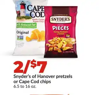 Hy-Vee Snyder's of Hanover pretzels or Cape Cod chips offer