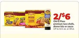 Hy-Vee Old El Paso premium taco shells, dinner kits or sauce offer
