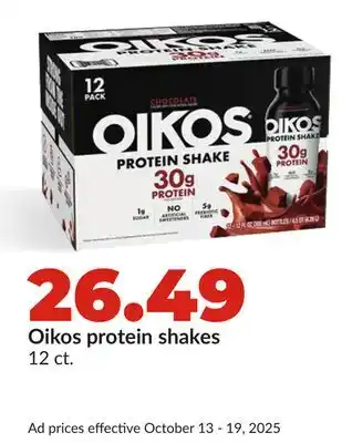 Hy-Vee Oikos protein shakes offer