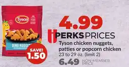 Hy-Vee Tyson chicken nuggets, patties or popcorn chicken offer