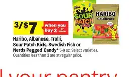 Meijer Haribo, Albanese, Trolli, Sour Patch Kids, Swedish Fish or Nerds Pegged Candy offer