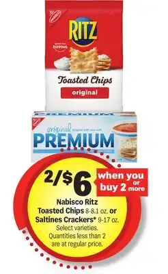 Meijer Nabisco Ritz Toasted Chips 8-8.1 oz. or Saltines Crackers 9-17 oz offer