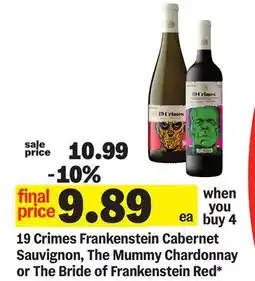 Meijer 19 Crimes Frankenstein Cabernet Sauvignon, The Mummy Chardonnay or The Bride of Frankenstein Red offer