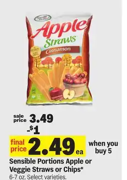 Meijer Sensible Portions Apple or Veggie Straws or Chips offer