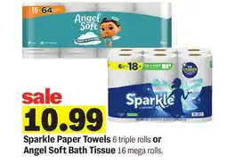 Meijer Sparkle Paper Towels 6 triple rolls or Angel Soft Bath Tissue 16 mega rolls offer