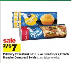 Meijer Pillsbury Pizza Crust 8-13.8 oz. or Breadsticks, French Bread or Cornbread Swirls 11 oz offer