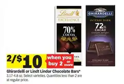 Meijer Ghirardelli or Lindt Lindor Chocolate Bars offer