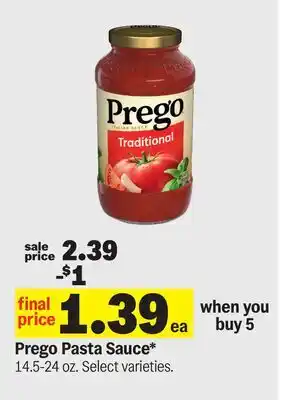 Meijer Prego Pasta Sauce offer