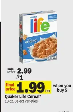 Meijer Quaker Life Cereal offer