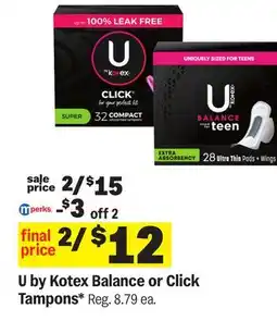 Meijer U by Kotex Balance or Click Tampons offer