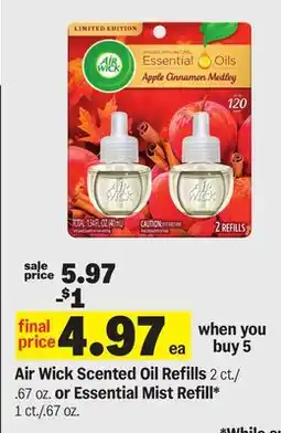 Meijer Air Wick Scented Oil Refills 2 ct./. 67 oz. or Essential Mist Refill 1 ct./. 67 oz offer