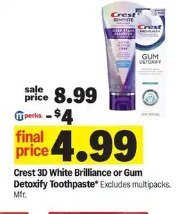 Meijer Crest 3D White Brilliance or Gum Detoxify Toothpaste offer
