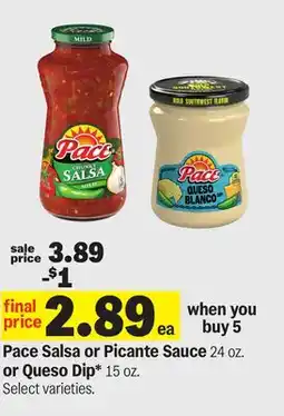 Meijer Pace Salsa or Picante Sauce 24 oz. or Queso Dip 15 oz offer
