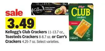 Meijer Kellogg's Club Crackers 11-13.7 oz., Toasteds Crackers 8-8.7 oz. or Carr's Crackers 4.25-7 oz offer