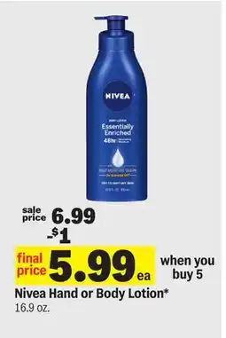 Meijer Nivea Hand or Body Lotion offer