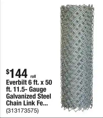 The Home Depot Everbilt 6 ft. x 50 ft. 11.5- Gauge Galvanized Steel Chain Link Fence Fabric offer