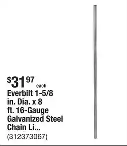 The Home Depot Everbilt 1-5/8 in. Dia. x 8 ft. 16-Gauge Galvanized Steel Chain Link Fence Line Post offer