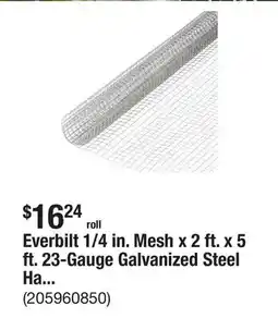 The Home Depot Everbilt 1/4 in. Mesh x 2 ft. x 5 ft. 23-Gauge Galvanized Steel Hardware Cloth offer