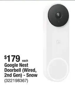 The Home Depot Google Nest Doorbell (Wired, 2nd Gen) - Snow offer