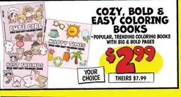 Ollie's COZY, BOLD & EASY COLORING BOOKS offer