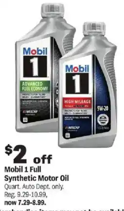 Meijer Mobil 1 Full Synthetic Motor Oil offer