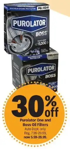 Meijer Purolator One and Boss Oil Filters offer