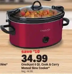Meijer Crockpot 6 Qt. Cook & Carry Manual Slow Cooker offer