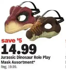 Meijer Jurassic Dinosaur Role Play Mask Assortment offer