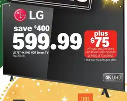 Meijer LG 75" 4K UHD HDR Smart TV offer