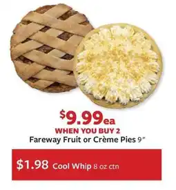 Fareway Fareway Fruit or Crème Pies 9″ offer