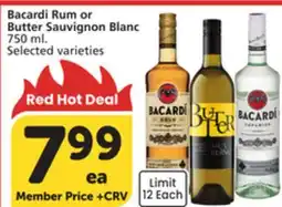Vons Bacardi Rum or Butter Sauvignon Blanc offer