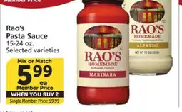 Vons Rao's Pasta Sauce offer