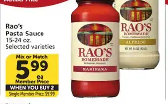 Vons Rao's Pasta Sauce offer