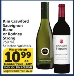 Vons Kim Crawford Sauvignon Blanc or Rodney Strong offer