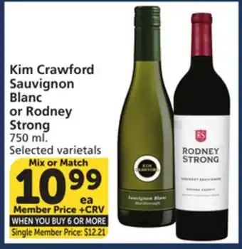 Vons Kim Crawford Sauvignon Blanc or Rodney Strong offer