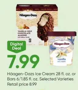 Stater Bros Häagen-Dazs Ice Cream 28 fl. oz. or Bars 6/1.85 fl. oz offer