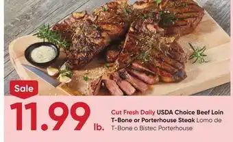 Stater Bros USDA Choice Beef Loin T-Bone or Porterhouse Steak offer