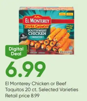 Stater Bros El Monterey Chicken or Beef Taquitos offer