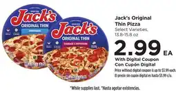 Food 4 Less Jack's Original Thin Pizza offer