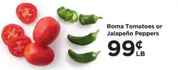 Food 4 Less Roma Tomatoes or Jalapeño Peppers offer