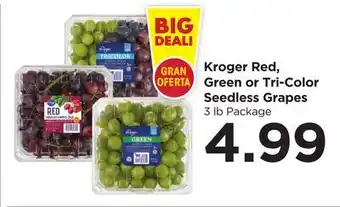 Food 4 Less Kroger Red, Green or Tri-Color Seedless Grapes offer