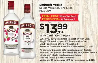 Ralphs Smirnoff Vodka offer