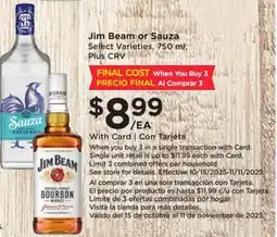 Ralphs Jim Beam or Sauza offer